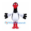 Crane Mascot Costume in Black and White with Red Face