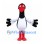 Crane Mascot Costume in Black and White with Red Face