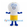Light Bulb Mascot Costume with Yellow Base and Blue Feet