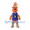 Orange Cat Mascot Costume with Blue Tunic and Feathered Helmet
