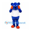 Bear Mascot Costume in Blue with White T-Shirt and Orange Paws