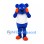 Bear Mascot Costume in Blue with White T-Shirt and Orange Paws