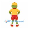 Frog Mascot Costume with Yellow Cap and Red Polka Dot Shorts