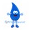 Water Drop Mascot Costume in Blue with Light Blue Hands