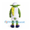 Dragon Mascot Costume in Green with White Sports Uniform