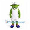Dragon Mascot Costume in Green with White Sports Uniform