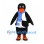 Penguin Mascot Costume with Blue Scarf and Orange Striped Shoes