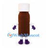 Bottle Mascot Costume in Brown with White Cap and Label