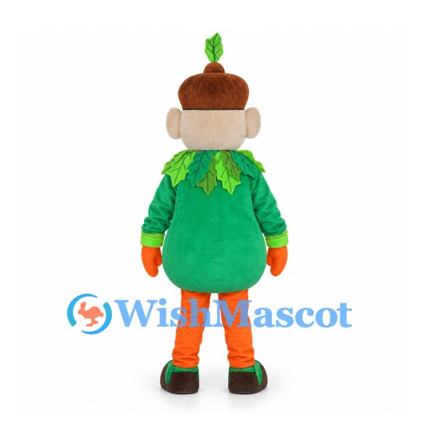 Acorn Mascot Costume with Green Jacket and Leaf Collar
