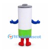 Battery Mascot Costume in White and Green with Red Feet