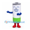 Battery Mascot Costume in White and Green with Red Feet