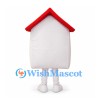 House Mascot Costume in White with Red Roof and White Feet