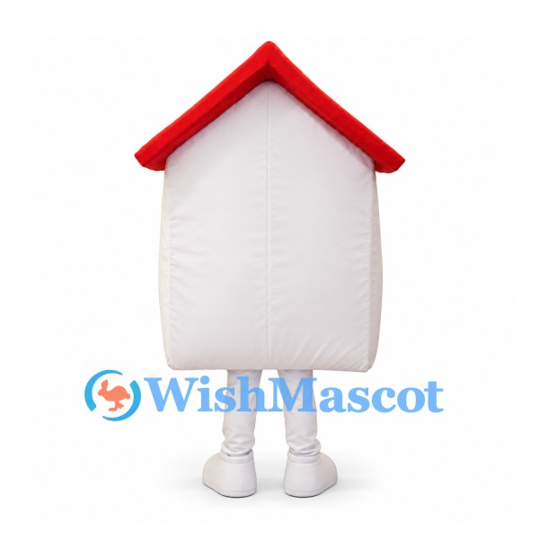 House Mascot Costume in White with Red Roof and White Feet