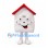 House Mascot Costume in White with Red Roof and White Feet