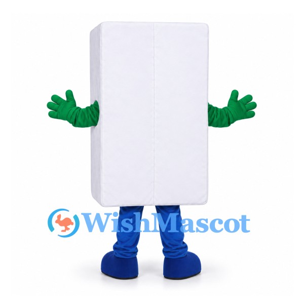 Washing Machine Mascot Costume with Blue Feet and Green Hands