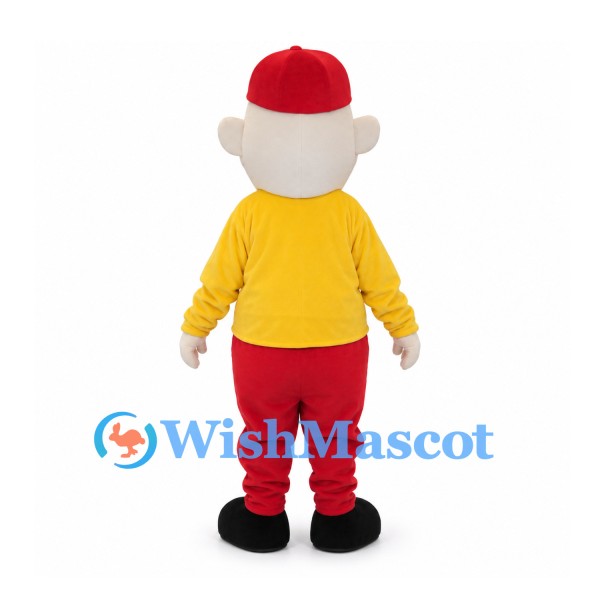 Boy Mascot Costume with Yellow Shirt and Red Trousers