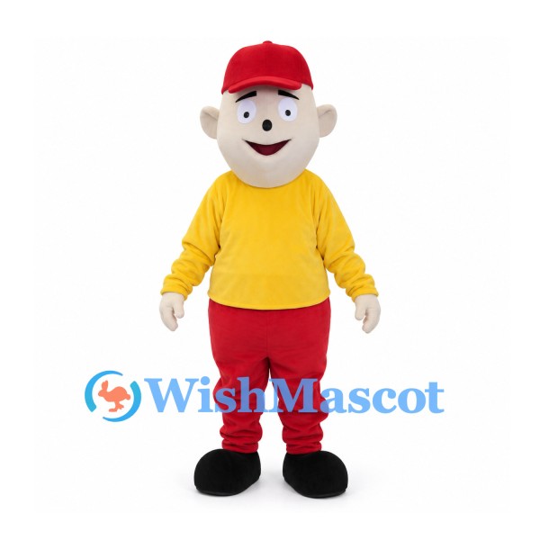 Boy Mascot Costume with Yellow Shirt and Red Trousers