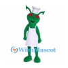Ant Mascot Costume in Green with White Chef Hat and Apron