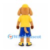 Dog Mascot Costume with Yellow Shirt and Blue Shorts