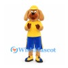 Dog Mascot Costume with Yellow Shirt and Blue Shorts