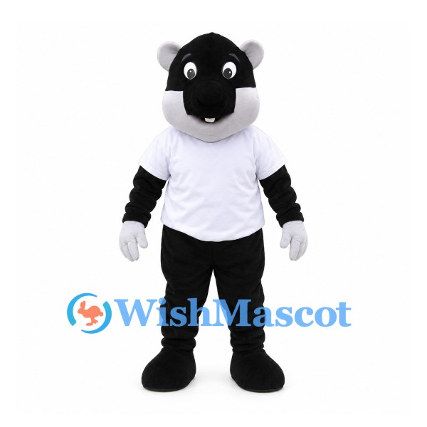 Mouse Mascot Costume in Black with White T-Shirt