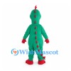 Dinosaur Mascot Costume in Green with Yellow Belly and Red Spines