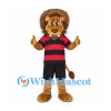 Lion Mascot Costume with Red and Black Striped Shirt
