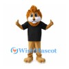 Lion Mascot Costume with Black T-Shirt and Tan Trousers