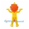 Lion Mascot Costume in Yellow with Orange Mane and Crown