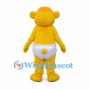 Baby Bear Mascot Costume in Yellow with White Diaper