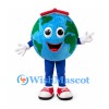 Earth Mascot Costume with Red Cap and Blue Legs