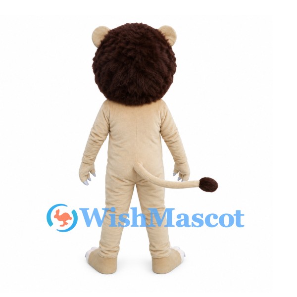 Lion Mascot Costume in Cream with Dark Brown Mane