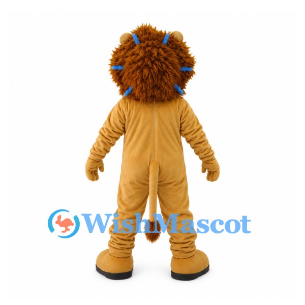 Lion Mascot Costume with Blue Nose and Ribboned Mane