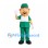 Worker Mascot Costume with Green Cap and Uniform