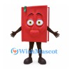 Book Mascot Costume in Red with Green Bookmarks