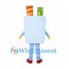Pencil Holder Mascot Costume with Heart Nose and Colorful Pencils