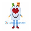 Pencil Holder Mascot Costume with Heart Nose and Colorful Pencils