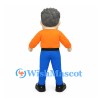 Man Mascot Costume with Gray Hair, Glasses and Orange Shirt