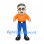 Man Mascot Costume with Gray Hair, Glasses and Orange Shirt