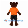 Bear Mascot Costume with Orange T-Shirt and Black Shorts