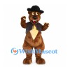 Bear Mascot Costume with Black Hat and Gray Vest