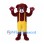 Dog Mascot Costume in Burgundy with Yellow Suspender Shorts