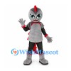 Dragon Mascot Costume in Gray with Red Spines and Black Sleeves