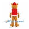 Bear Mascot Costume with Red Cap and Vest