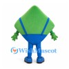 Diamond Character Mascot Costume in Green with Blue Overalls