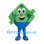 Diamond Character Mascot Costume in Green with Blue Overalls