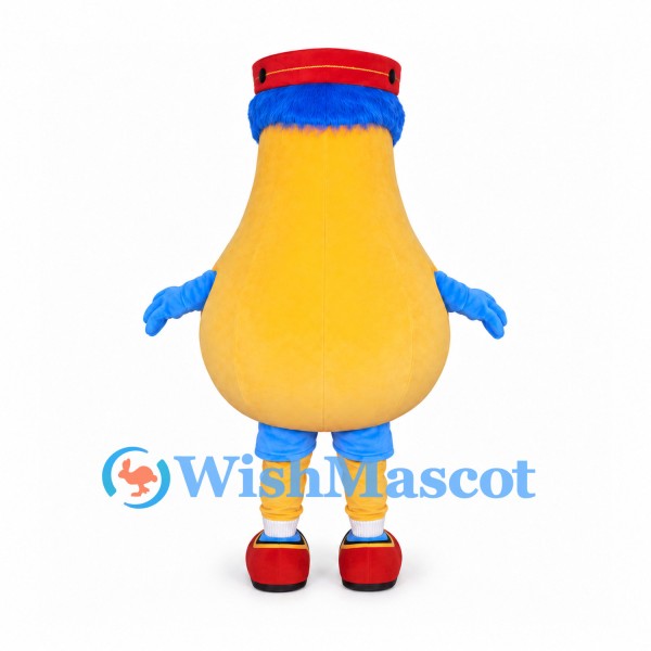 Light Bulb Mascot Costume in Yellow with Red Cap