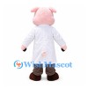 Pig Mascot Costume with Glasses and White Doctor Coat