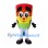 Pencil Mascot Costume with Rainbow Stripes and Smiling Face