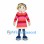 Girl Mascot Costume with Blonde Hair and Pink Striped Dress